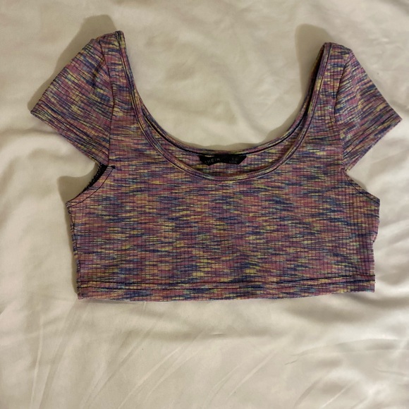 SHEIN Scoop Neck Rib-Knit Space Dye Crop Top - Picture 3 of 3